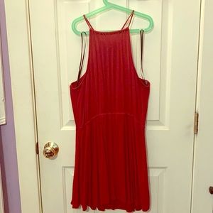 Red high-neck dress